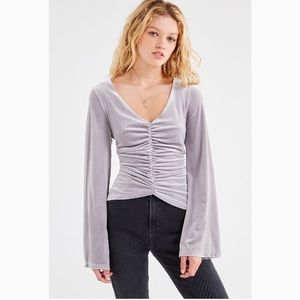 UO Marie Cinched V-Neck Velvet Top